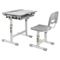 Mount-It! Kids Desk and Chair Set | Height Adjustable Children's Workstation with Storage Drawer | Grey