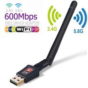 EEEkit 5GHz 433Mbps/2.4GHz 150Mbps Mini Wireless Dual Band WIFI USB Adapter w/ Antenna Network Dongle for PC Laptop