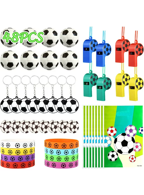 Naler 48 Pcs Soccer Party Favors Set,Plastic Football Toys Gifts for Kids Fun Sports Games Pinata Filler Carnival Prizes