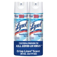 Lysol Disinfectant Spray, Crisp Linen, 38oz (2X19oz), Tested and Proven to Kill COVID-19 Virus, Packaging May Vary