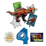 Mayflower Products Jurassic World Dinosaur 4th Birthday Party Supplies and Balloon Decorations