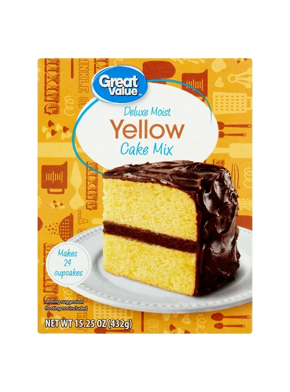 Great Value Deluxe Moist Yellow Cake Mix 15.25 oz Box