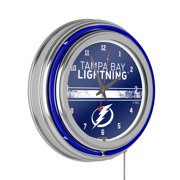 NHL Chrome Double Rung Neon Clock - Tampa Bay Lightning