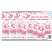 (4 Pack) Unique Elephant Baby Shower Centerpiece Decorations, 6 in, Pink, 4ct
