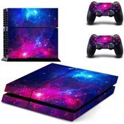 Purple Blue Galaxy Vinyl Skin Decal Sticker Cover Set for Sony PS4 Console and 2 Dualshock Controllers Skin