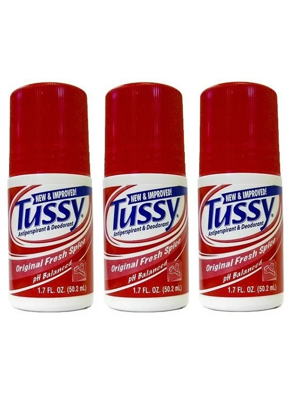 Tussy Roll-on Deodorant, Original 1.7 oz (pack of 3) + LA Cross Tweezers 71817