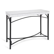 Kate and Laurel Strand Country Cottage Wood Console Table with Iron Legs, Coastal White