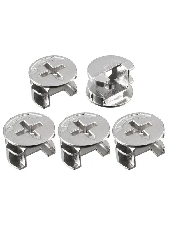 Uxcell 15 x 11mm Furniture Wheel Thickening Nut Connectors Silver Tone 5 Pack
