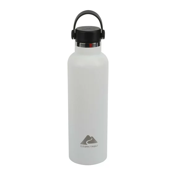 Ozark Trail Water Bottle 24 Fluid Ounces Stainless Steel with Loop Handle, White