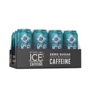 Sparkling Ice +Caffeine Naturally Flavored Sparkling Water, Blue Raspberry 16 Fl Oz, (Pack of 12)