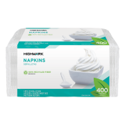 Highmark 100% Recycled Paper Napkins, Chlorine-Free, 11 1/2" x 12 1/2", White, Pack Of 400