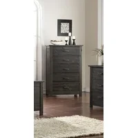 Madison 5 Drawer Kids Bedroom Storage Chest Organizer, Charcoal Wood, Rustic