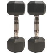 Amber Fight Gear Barbell Coated Hex Dumbbell Weights Set of 2 Hex Rubber Dumbbell with Metal Handles (Various Sizes Available) for Strength Training, Full Body Workout