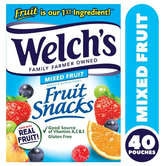 Welchs Fruit Snacks, Mixed Fruit, 0.8 oz, 40 Count