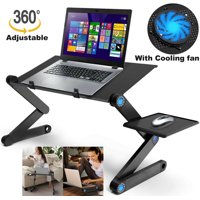 EBTOOLS Portable 360Adjustable Foldable Laptop Desk Table Stand Bed Tray + Cooling Fan(Black)