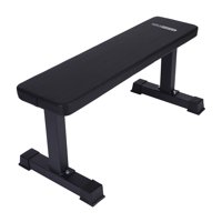 HolaHatha Steel Frame Foam Padded Flat Freeweight Bench for Weight Training