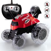 SHARPER IMAGE Thunder Tumbler Toy RC Car for Kids, Remote Control Monster Spinning Stunt Mini Truck for Girls and Boys, Racing Flips and Tricks with 5th Wheel, 49 MHz Red
