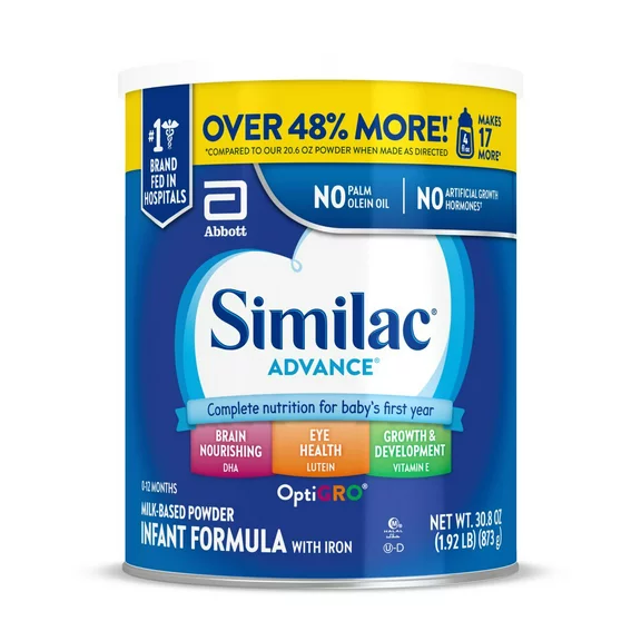 Similac® Advance®* Powder Baby Formula with Iron, DHA, Lutein, 30.8-oz Value Can