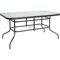 31.5" x 55" Rectangular Tempered Glass Metal Table-Color:Clear Top/Black Frame