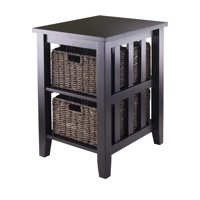 Winsome Wood Morris Accent Table with 2 Storage Baskets, Espresso Finish