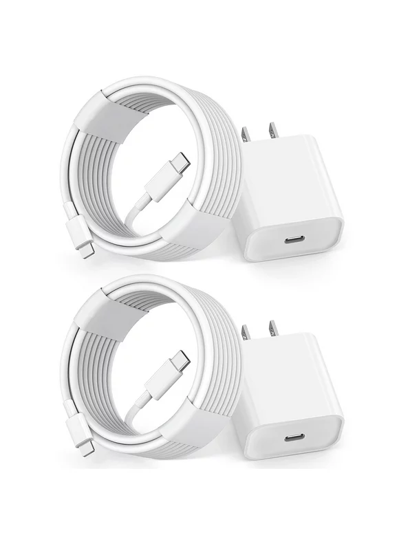 2-PACK Lightning to USB-C Cable for iPhone 14,13,12,11,X,XR Wall Charger + 6 FT Type-C to Lightning Cable, Compatible with iPhone 14 Pro /13 Pro / 12 Pro Max / XS / XS Max / X