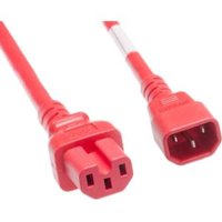 3FT 14AWG RED POWER CORD C14-C14 15AMP 250V SJT JACKET
