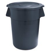 Boardwalk Round Trash Can, LLDPE, 32 Gal, Gray (Receptacle Only, Lid Sold Separately)