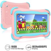 Kids Tablet 7 Android Kids Tablet Toddler Tablet Kids Edition Tablet with WiFi Dual Camera Childrens Tablet 1GB + 16GB Parental Control, Google Play Store (Pink)