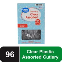 Great Value Premium Assorted Clear Cutlery, 96 count