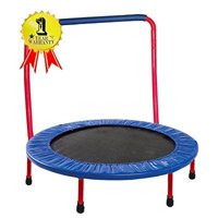 Gymenist 36" Kid Trampoline, with Folding Handle Bar, Blue and Red