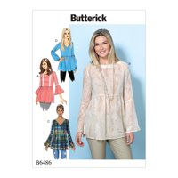 Butterick Pattern Misses' Loose-Fitting, Gathered Waist Pullover Tops with Bel-L-XL-XXL