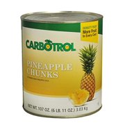Carbotrol #10 Juice Packed Canned Fruit, Pineapple Chunks (6 - 107oz Cans per Case)