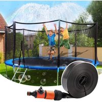 Trampoline Sprinkler, Outdoor Trampoline Water Sprinklers for Kids, Water Park Fun Summer Toys Trampoline Accessories for 39.4ft (Black)