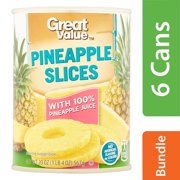 (6 Pack) Great Value Pineapple Slices in 100% Juice, 20 oz