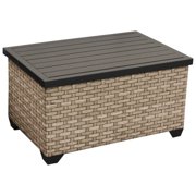 Bowery Hill Outdoor Wicker Storage Coffee Table in Summer Fog