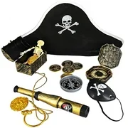 100-Count Kids Pirate Favor Toys and Accessories Set, Birthday Supplies for Goody Bags and Decoration
