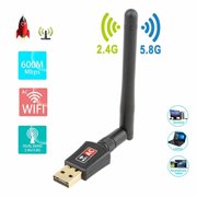 USB WiFi Adapter AC600Mbps, USB 2.0 Wireless Network WiFi Dongle with 2dBi Antenna for for PC/Desktop/Laptop/Mac,Compatible with Windows 10/8.1/8/7/XP/Vista,Mac OS X/Linux