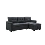 86" Lucca Gray Fabric Reversible Sectional Sleeper Sofa Chaise with Storage