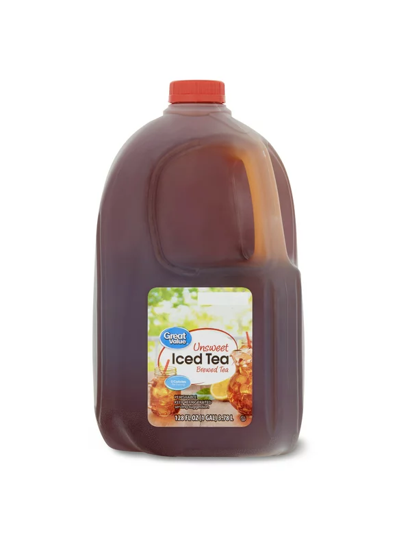 Great Value Unsweet Brewed Iced Tea, 128 Fl Oz Bottle