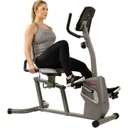 Sunny Health & Fitness Magnetic Recumbent Bike Exercise Bike with Easy Adjustable Seat, Device Holder, RPM and Pulse Rate Monitoring - SF-RB4806
