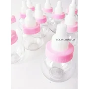 12 Pink Fillable Bottles Baby Shower Favors Decoration