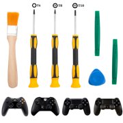 7-in-1 T6 T8H T10H Screwdriver Repair Prying Tool for Microsoft Xbox One/Xbox 360 and Sony PlayStation PS3 PS4 Controller, EEEkit Security Screw Driver with Prying Tool and Cleaning Brush Repair Tool