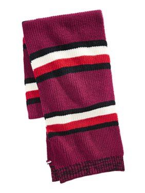 Tommy Hilfiger Mens Back Bay Knit Striped Winter Scarf Red O/S