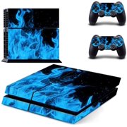 Vinyl Skin Decal Sticker Cover Set for Sony PS4 Console and 2 Dualshock Controllers Skin Blue Ice Fire