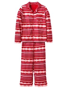 Girls Red & Pink Aztec Print Pajamas Nordic Flannel Sleep Set X-Small
