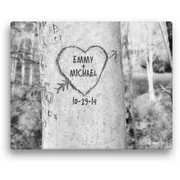 Personalized Carved Tree 11" x 14" Canvas, Black and White