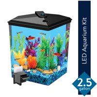 Aqua Culture 2.5-Gallon Corner Aquarium Starter Kit with LED Light and Power Filter, Ideal for Tropical Fish
