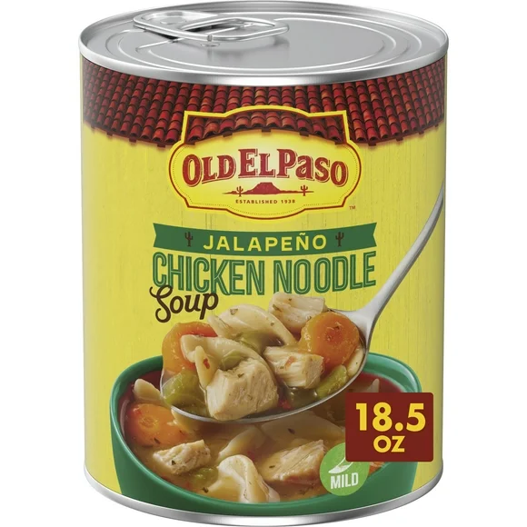 Old El Paso Jalapeno Chicken Noodle Soup, Ready to Serve Canned Soup, 18.5 oz