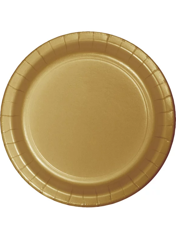 Party Central Club Pack of 240 Glittering Gold Disposable Paper Party Lunch Plates 7"