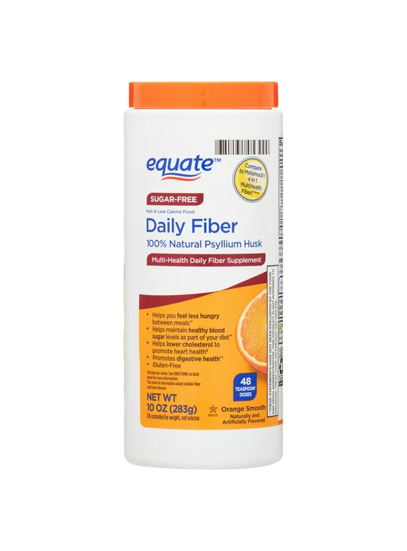 Equate Daily Fiber Orange Smooth Fiber Powder, 10 oz